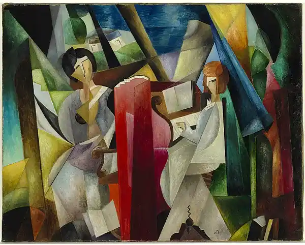 Painting in a cubism style The Music Lesson by A Exter